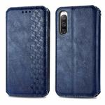 For Sony Xperia 10 IV Cubic Grid Pressed Magnetic Leather Phone Case(Blue)