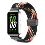 For Samsung Galaxy Fit3 Magnetic Buckle Nylon Braid Watch Band(Colorful Black)
