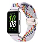 For Samsung Galaxy Fit3 Magnetic Buckle Nylon Braid Watch Band(Colorful White)