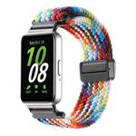 For Samsung Galaxy Fit3 Magnetic Buckle Nylon Braid Watch Band(Rainbow Color)