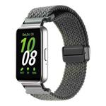 For Samsung Galaxy Fit3 Magnetic Buckle Nylon Braid Watch Band(Dark Green)
