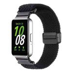 For Samsung Galaxy Fit3 Magnetic Buckle Nylon Braid Watch Band(Black)