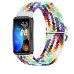 For Huawei Band 9 Adjustable Slide Buckle Braided Watch Band(Rainbow)