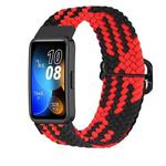 For Huawei Band 9 Adjustable Slide Buckle Braided Watch Band(Red Black)