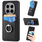 For Honor Magic7 Pro Carbon Fiber Card Wallet Ring Phone Case(Black)