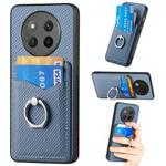 For Honor X60 Pro Carbon Fiber Card Wallet Ring Phone Case(Blue)