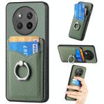 For Honor X60 Pro Carbon Fiber Card Wallet Ring Phone Case(Green)