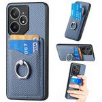 For Realme Neo7 Carbon fiber Card Wallet Ring Phone Case(Blue)