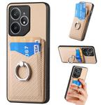 For Realme Neo7 Carbon fiber Card Wallet Ring Phone Case(Khaki)