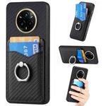 For Realme 14 Pro Carbon fiber Card Wallet Ring Phone Case(Black)