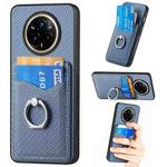 For Realme 14 Pro Carbon fiber Card Wallet Ring Phone Case(Blue)
