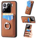 For Xiaomi 15 Carbon Fiber Card Wallet Ring Phone Case(Brown)