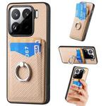 For Xiaomi 15 Carbon Fiber Card Wallet Ring Phone Case(Khaki)