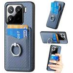 For Xiaomi 15 Pro Carbon Fiber Card Wallet Ring Phone Case(Blue)