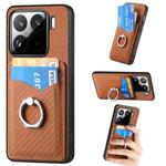 For Xiaomi 15 Pro Carbon Fiber Card Wallet Ring Phone Case(Brown)