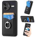 For Redmi K80 Pro / Poco F7 Ultra Carbon Fiber Card Wallet Ring Phone Case(Black)