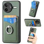 For Redmi K80 Pro / Poco F7 Ultra Carbon Fiber Card Wallet Ring Phone Case(Green)
