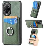 For Huawei nova 14 Carbon Fiber Card Wallet Ring Phone Case(Green)