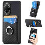 For Huawei nova 14 Pro Carbon Fiber Card Wallet Ring Phone Case(Black)
