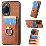 For Huawei nova 14 Pro Carbon Fiber Card Wallet Ring Phone Case(Brown)