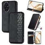 For Honor 200 Cubic Grid Pressed Magnetic Leather Phone Case(Black)