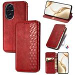 For Honor 200 Cubic Grid Pressed Magnetic Leather Phone Case(Red)