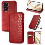 For Honor 200 Pro Cubic Grid Pressed Magnetic Leather Phone Case(Red)