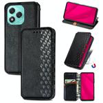 For Honor 400 Lite Cubic Grid Pressed Magnetic Leather Phone Case(Black)