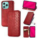 For Honor 400 Lite Cubic Grid Pressed Magnetic Leather Phone Case(Red)
