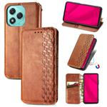 For Honor 400 Lite Cubic Grid Pressed Magnetic Leather Phone Case(Brown)