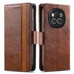 FOr Honor Magic6 CaseNeo Splicing Dual Magnetic Buckle Leather Phone Case(Brown)