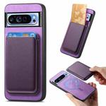 For Google Pixel 9 Pro Retro Magsafe Card Bag PU Back Cover Phone Case(Purple)