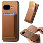 For Google Pixel 9a Retro Magsafe Card Bag PU Back Cover Phone Case(Brown)