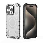 For iPhone 15 Pro Armor Holder PC Hybrid TPU Phone Case(White)