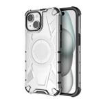 For iPhone 15 Armor Holder PC Hybrid TPU Phone Case(White)