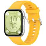 For Huawei Watch Fit3 Silver Buckle Silicone Sports Watch Band(Yellow)