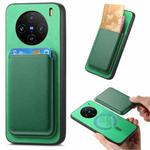 For vivo X100 Pro 5G Retro Magsafe Card Bag PU Back Cover Phone Case(Green)