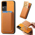 For vivo S18 / S18 Pro 5G Retro Magsafe Card Bag PU Back Cover Phone Case(Yellow)