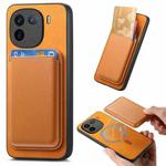 For vivo Y300+ Retro Magsafe Card Bag PU Back Cover Phone Case(Yellow)