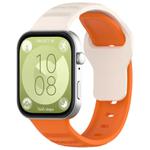 For Huawei Watch Fit 3 Wavy Dot Texture Silicone Sports Watch Band(Starlight+Orange)