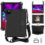 For iPad Air 11 2024 Honeycomb EVA Hybrid PC Tablet Case with Strap(Black+Black)