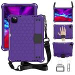 For iPad Air 11 2024 Honeycomb EVA Hybrid PC Tablet Case with Strap(Purple+Black)