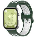 For Huawei Watch Fit 3 Two Color Silicone Sports Watch Band(Green+White)