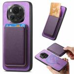 For Honor Magic6 5G Retro Magsafe Card Bag PU Back Cover Phone Case(Purple)