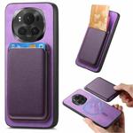 For Honor Magic6 Pro 5G Retro Magsafe Card Bag PU Back Cover Phone Case(Purple)