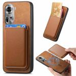 For OPPO Reno11 Global Retro Magsafe Card Bag PU Back Cover Phone Case(Brown)