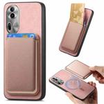 For OPPO Reno11 Pro 5G Global Retro Magsafe Card Bag PU Back Cover Phone Case(Pink)