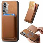 For OPPO Reno11 Pro 5G Global Retro Magsafe Card Bag PU Back Cover Phone Case(Brown)