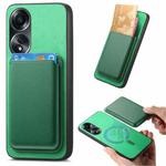 For OPPO A58 4G Retro Magsafe Card Bag PU Back Cover Phone Case(Green)
