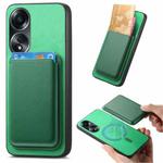 For OPPO A78 4G Retro Magsafe Card Bag PU Back Cover Phone Case(Green)